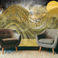 Black gold abstract wallpaper for walls modern Peel and stick wall mural canvas, vinyl Photo wallpaper Bedroom wall decor