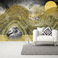 Black gold abstract wallpaper for walls modern Peel and stick wall mural canvas, vinyl Photo wallpaper Bedroom wall decor