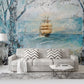 Sea peel and stick coastal blue wallpaper removable Vintage posters and prints Wall decals & murals Canvas Vinyl wallpaper