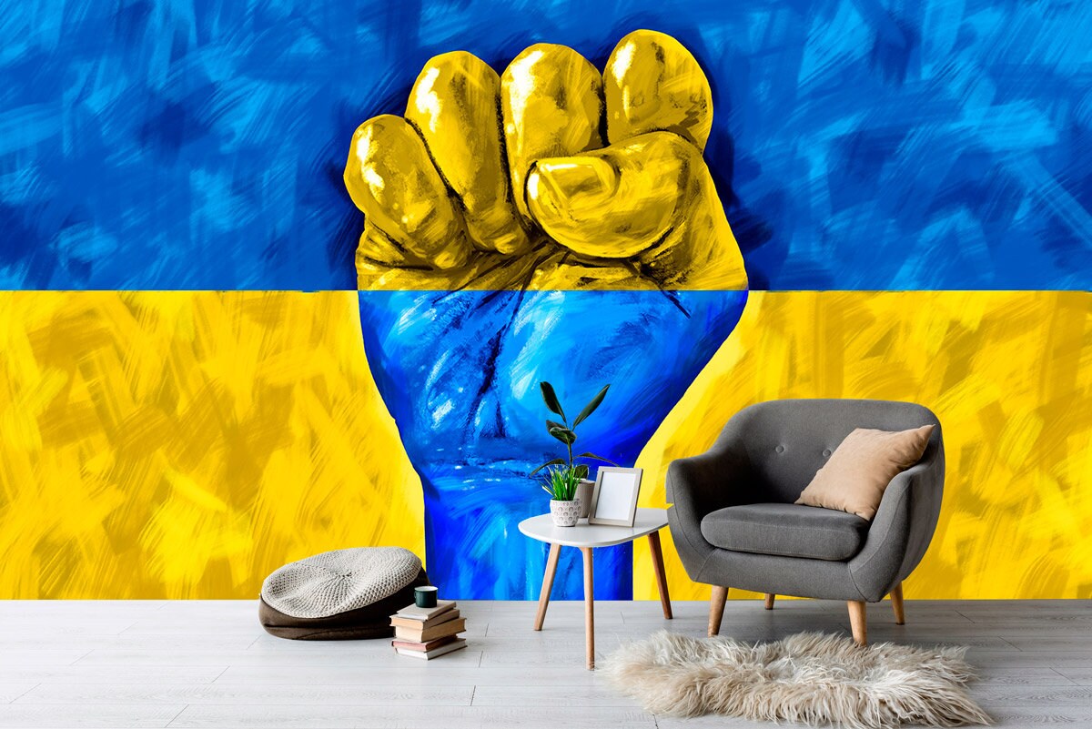 Ukraine flag sticker Peel and stick wallpaper made in Ukraine Wall decals and murals, removable wallpaper for bedroom, living room