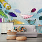 Feather wallpaper peel and stick mural Blue abstract bedroom wallpaper Removable wallpaper Textured wallpaper vinyl wallpaper