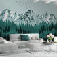 Mountains wallpaper peel and stick wall mural, green wallpaper, forest wallpaper, nature wall covering removable, self adhesive