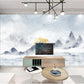 Smoky mountains wallpaper, abstract marble wallpaper peel and stick wall mural, gray mountain wall decal