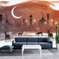 Moon wall mural, brown large art wallpaper peel and stick wall mural prints, modern wall decor, vinyl wallpaper, night sky wallpaper