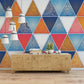 Art deco abstract colorful wallpaper peel and stick scandinavian wall mural, geometric photo wallpaper adhesive