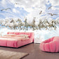 Horse decor for girls room Wild horse print, clouds wallpaper peel and stick wall mural Photo wallpaper, giant vinyl wallpaper