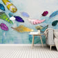 Feather wallpaper peel and stick mural Blue abstract bedroom wallpaper Removable wallpaper Textured wallpaper vinyl wallpaper