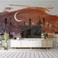 Moon wall mural, brown large art wallpaper peel and stick wall mural prints, modern wall decor, vinyl wallpaper, night sky wallpaper