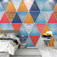 Art deco abstract colorful wallpaper peel and stick scandinavian wall mural, geometric photo wallpaper adhesive