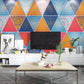 Art deco abstract colorful wallpaper peel and stick scandinavian wall mural, geometric photo wallpaper adhesive