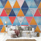 Art deco abstract colorful wallpaper peel and stick scandinavian wall mural, geometric photo wallpaper adhesive