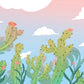 Cactus peel and stick wallpaper, tropical wallpaper, nursery wallpaper girl