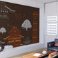 Asian wallpaper peel and stick wall mural, japanese wallpaper, chinoiserie self adhesivewallpaper, vinyl wall mural prints