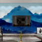 Blue removable mountain wallpaper peel and stick wall mural abstract minimalist wallpaper bedroom wall decor