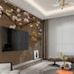 Sakura blossoms botanical wallpaper peel and stick wall mural prints, removable japanese brown wallpaper