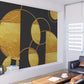 Black and gold wallpaper peel and stick wall mural art deco abstract geometric vinyl, canvas wallpaper