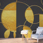 Black and gold wallpaper peel and stick wall mural art deco abstract geometric vinyl, canvas wallpaper