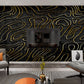 Abstract black and gold wallpaper peel and stick wall mural, removable art deco modern wallpaper minimalist bedroom wall decor