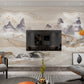 Japanese wall art peel and stick wall mural, abstract wallpaper, self adhesive mural, mountains wallpaper, minimalist wall decor