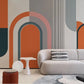 Mid century modern wallpaper peel and stick wall mural, accent wallpaper, geometric vinyl wallpaper, canvas wallpaper