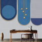 Abstract wallpaper peel and stick wall mural, blue accent wallpaper, geometric vinyl wallpaper, canvas wallpaper, mid century modern