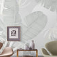 Banana leaf wallpaper, tropical leaf wallpaper peel and stick wall mural, vinyl wallpaper, gray floral wallpaper, banana leaf mural