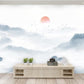Smoky mountains japanese wallpaper peel and stick wall mural, blue ridge mountains wall decor, asian canvas wallpaper, vinyl wall murals