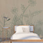 Herb wallpaper peel and stick wall mural, leaf wallpaper, mural leaves, removable wallpaper, bedroom wall decoration