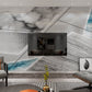 Modern grey geometric self adhesive marble wall mural, abstract peel and stick temporary wallpaper, grey and blue removable canvas mural