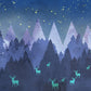 Nursery peel and stick wallpaper, baby boy self adhesive wall mural, accentual blue forest kids photo mural, chilren wallpaper with deers
