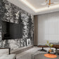 Forest self adhesive wallpaper, accentual peel and stick nature wall mural, removable canvas photo mural, black white vinyl wallpaper