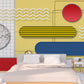 Extra large nursery self adhesive wallpaper, geometrical peel and stick wall mural, accentual colorful wallpaper, multicolored wall decal