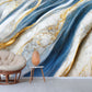 Extra large marble peel and stick wall mural, abstract self adhesive photo wallpaper, accentual white blue walpaper, removable bedroom mural