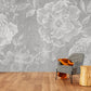 Large flowers grey white wallpaper, peel and stick floral wall mural, accentual self adhesive flowers photo mural, removable roses mural