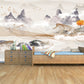 Large mountains self adhesive wallpaper, abstract nature peel and stick wall mural, removable rocks wallcovering, temporary accentual mural