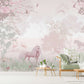 Fairy peel stick wallpaper, cherry blossom self adhesive wall mural, accentual pink wallpaper, extra large removable nursery wallcovering