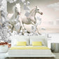 Extra large horses wallpaper, peel and stick animals wall mural, self adhesive 3d wallpaper, temporary white wallpaper, accentual wall decal