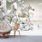 Extra large horses wallpaper, peel and stick animals wall mural, self adhesive 3d wallpaper, temporary white wallpaper, accentual wall decal