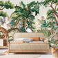 Tropical nursery wallpaper, peel and stick animals wall mural, extra large self adhesive botanical wallpaper, accentual nature wallcovering