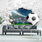 Sport peel stick wallpaper, extra large bricks wall mural, self adhesive 3d soccer ball wallpaper, acentual loft wallpaper, kids wallpaper