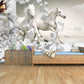 Extra large horses wallpaper, peel and stick animals wall mural, self adhesive 3d wallpaper, temporary white wallpaper, accentual wall decal