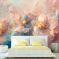 Extra large pink blue wallpaper, self adhesive abstract wall mural, accentual floral peel and stick wallpaper, removable girl bedroom mural