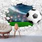 Sport peel stick wallpaper, extra large bricks wall mural, self adhesive 3d soccer ball wallpaper, acentual loft wallpaper, kids wallpaper
